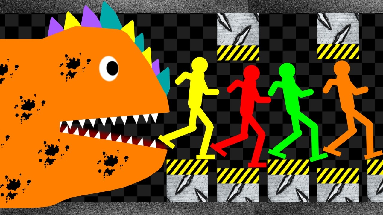 Survival Stickman Race - Run From Orange Reptile Monster