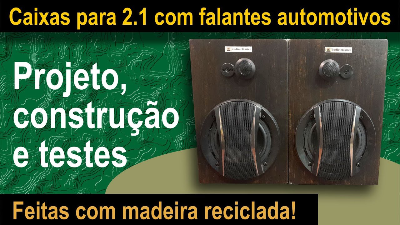 Caixas para sistema 2.1 com falantes automotivos JBL e madeira reciclada - Projeto e teste