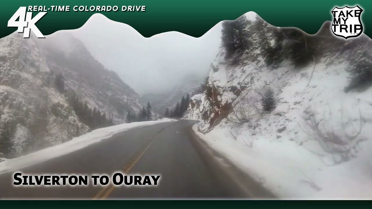 Snowy drive on the Million Dollar Highway! Silverton to Ouray, Colorado on US 550 in 4K