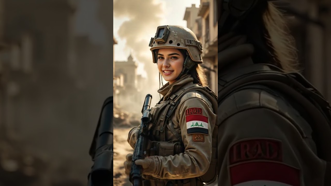 🇮🇶 Iraq Female Soldier in Dusty Town | A Glimpse of Courage and Resilience  #femalearmy #army #iraq