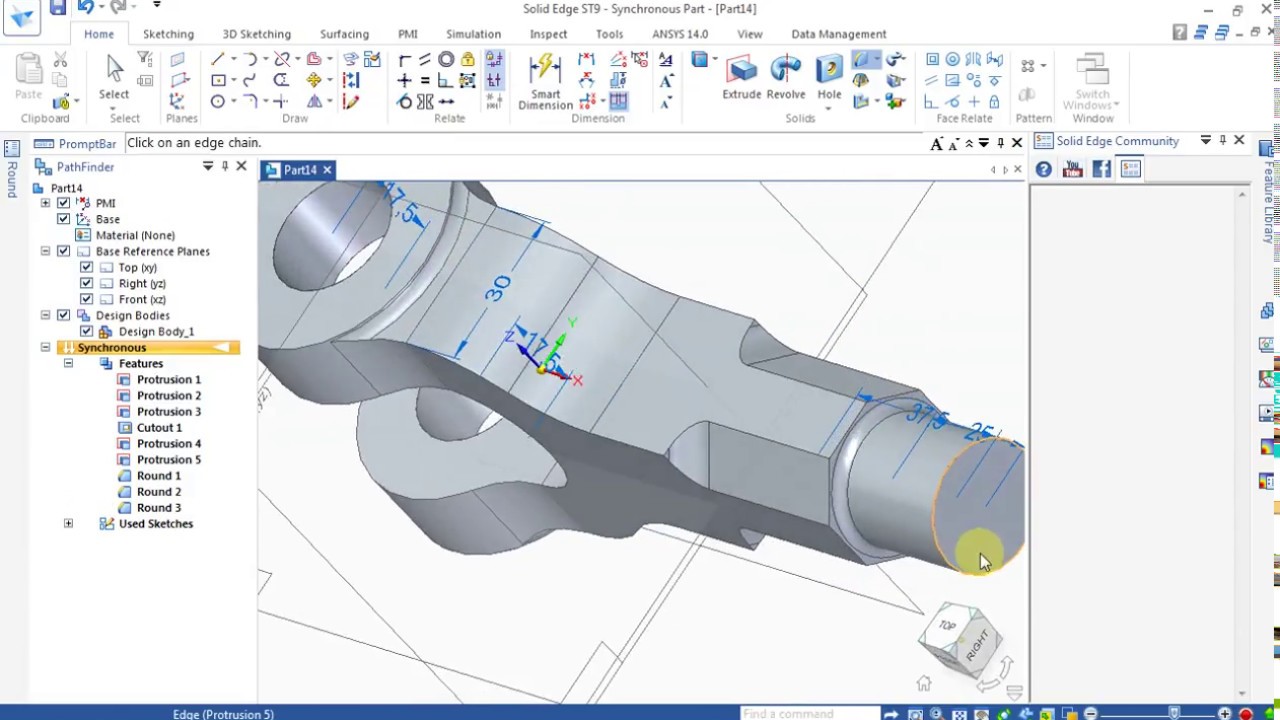 Knuckle Joint Part 1 | Solid Edge ST V9 | Part Design And Assembly