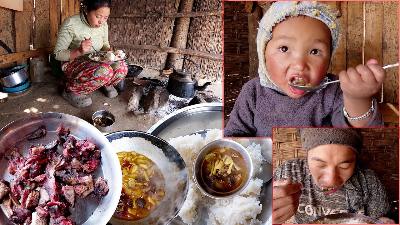 manjita Rai cooks big bird curry & rice for family || Himalayan family Nepal@pastorallifeofnepal