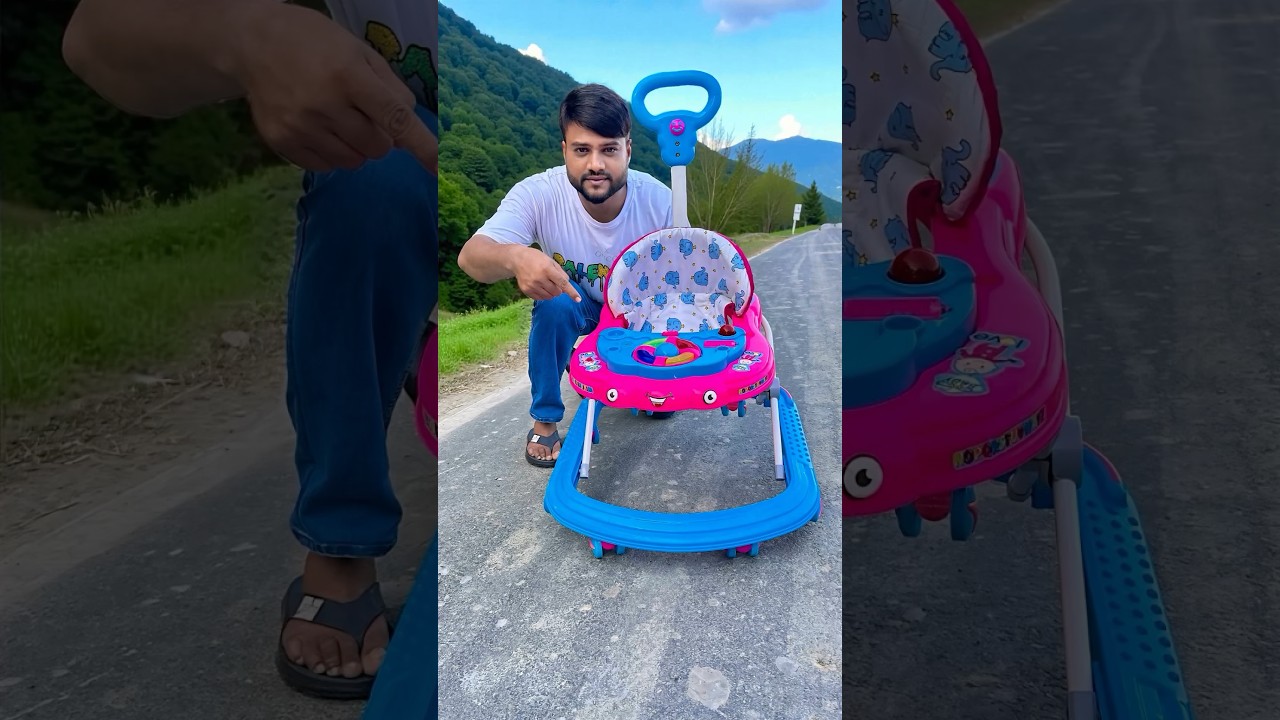 8 Wheeler Foldable Baby walker Height Adjustable kit