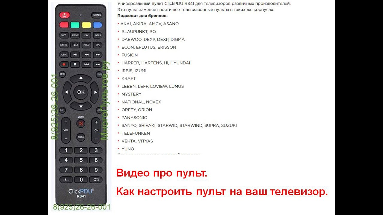 Пульт ClickPdu RS41. Обзор пульта. Как настроить пульт на ваш телевизор.