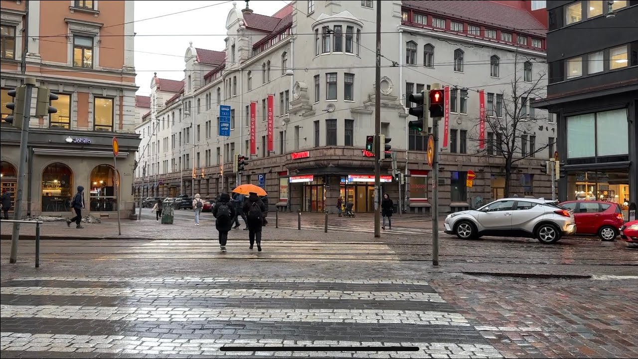 Rainy Winter Walk in Central Helsinki!🌧️🇫🇮