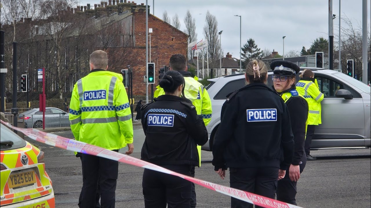 Partical closure of Manchester Road, Bradford RTC car on its roof