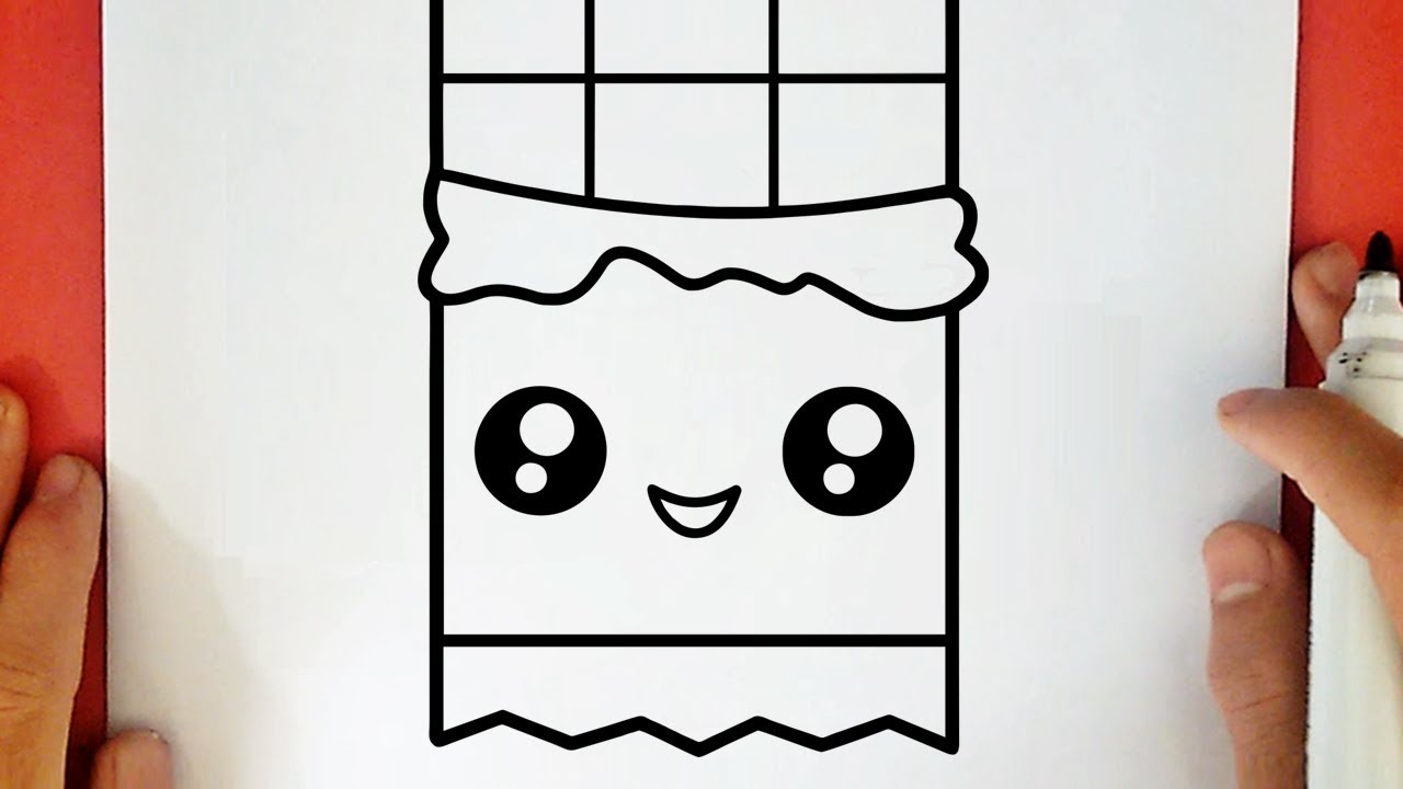 COME DISEGNARE UNA BARRETTA DI CIOCCOLATO KAWAII