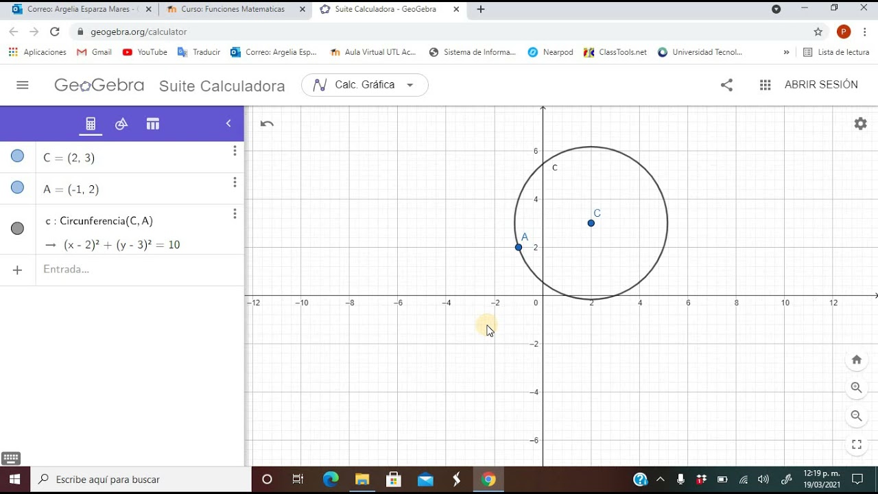 GeoGebra: Como graficar una circunferencia.