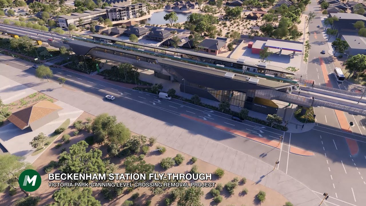 METRONET Victoria Park-Canning Level Crossing Removal Project - Beckenham Station animation