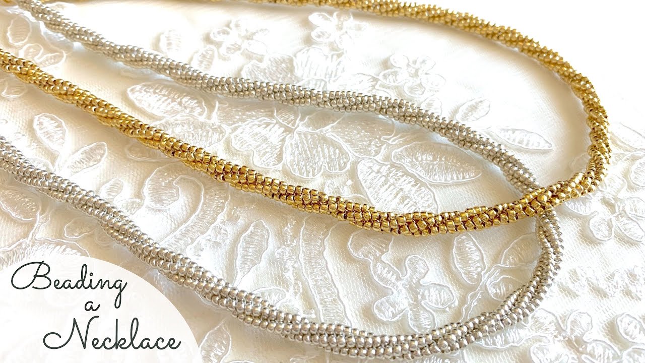 How to Make a Simple and Beautiful Beaded Necklace｜DIY Beading Tutorial ❀ 丸小ビーズで編むシンプルネックレス｜ビーズステッチ