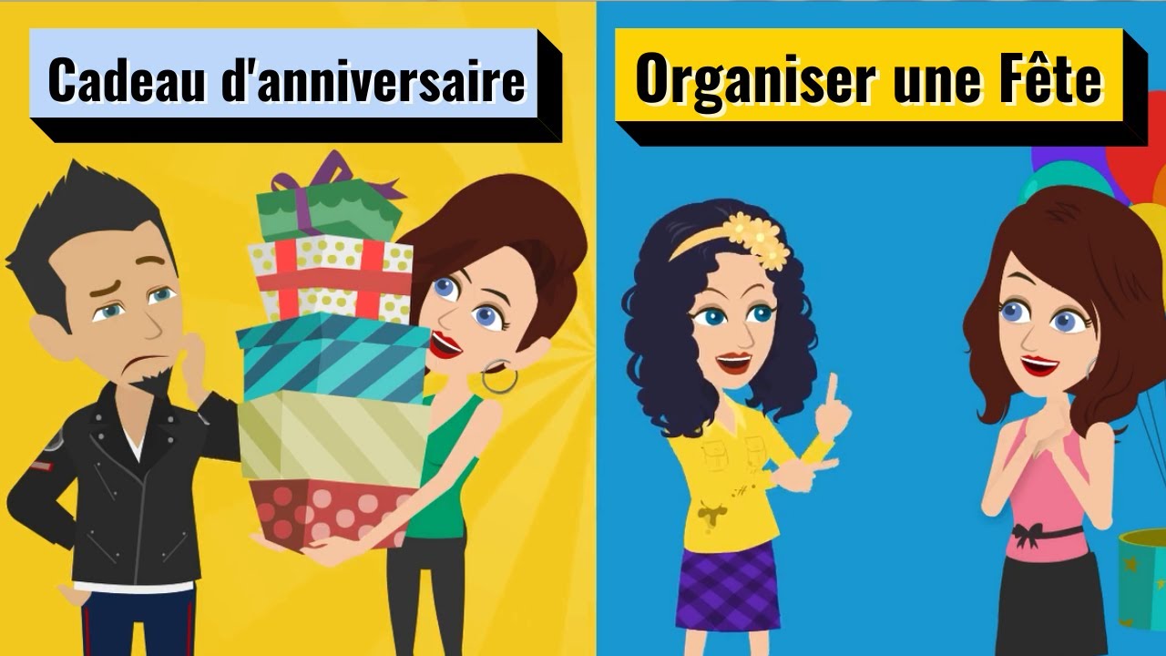 Dialogues en Français | Cadeau d'anniversaire et Organiser une Fête | Learn French for Beginners