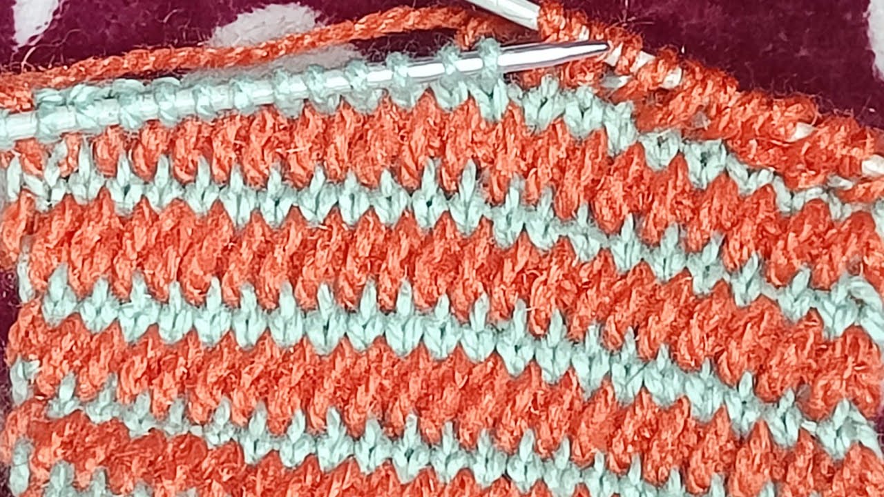 🧶 बहुत आसान 2 रंग का डिजाइन | Step by Step🧵 Beginner Friendly Knitting Pattern👌