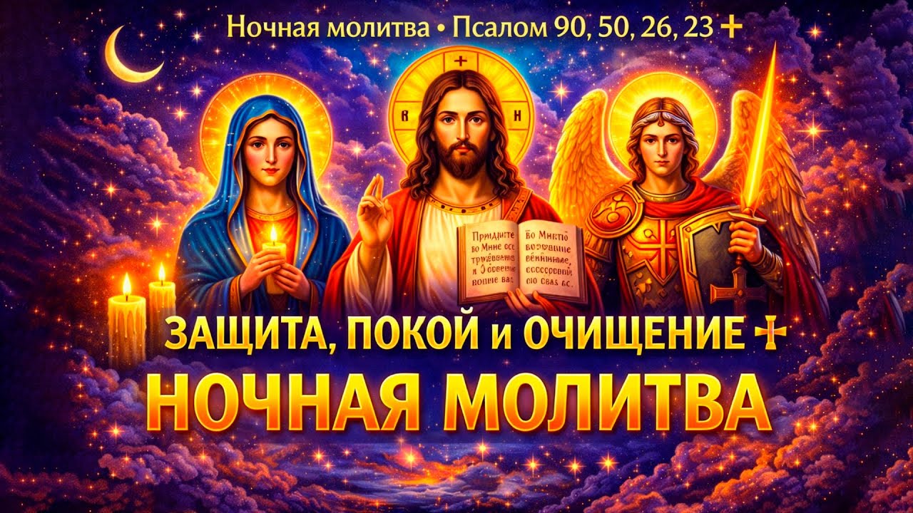 🌙🕯️ Ночная молитва • Псалом 90, 50, 26, 23 • Защита, покой и очищение ✝️