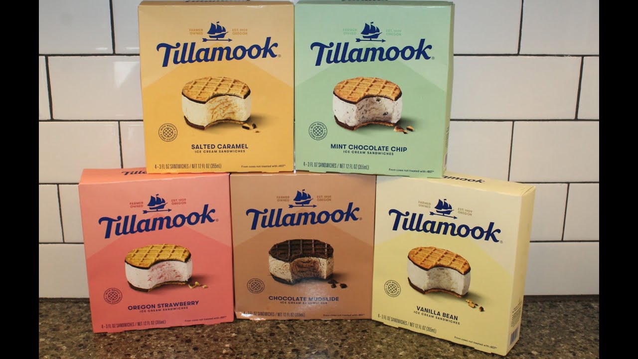 Tillamook Ice Cream Sandwiches: Salted Caramel, Mint Chocolate, Strawberry, Chocolate, Vanilla Bean