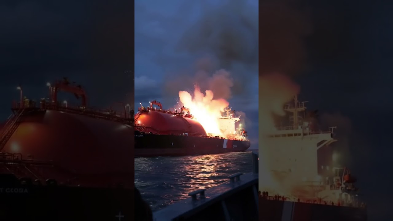 Massive Explosion Rocks Gas Tanker at Sea! #Disaster