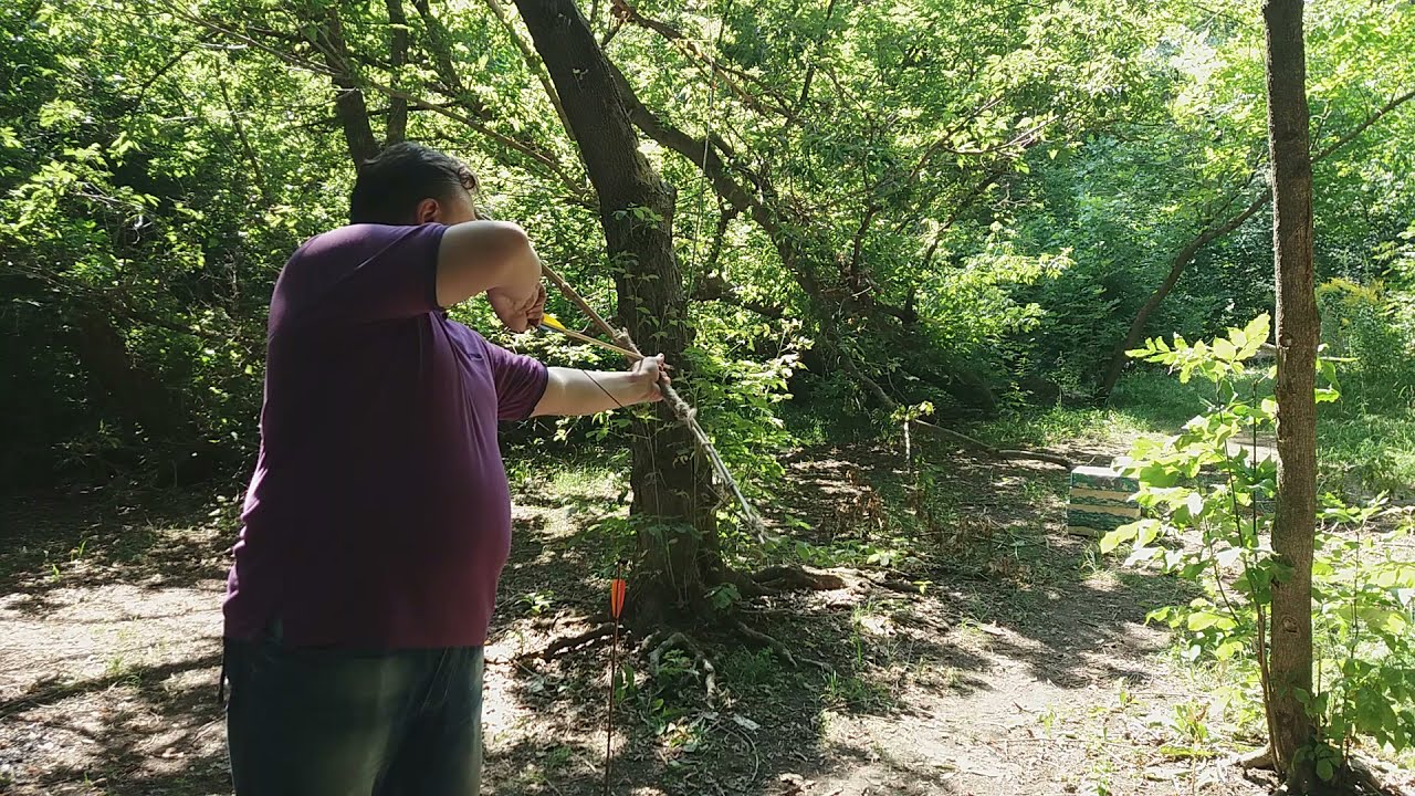 Short Bamboo bundle bow shooting  DIY