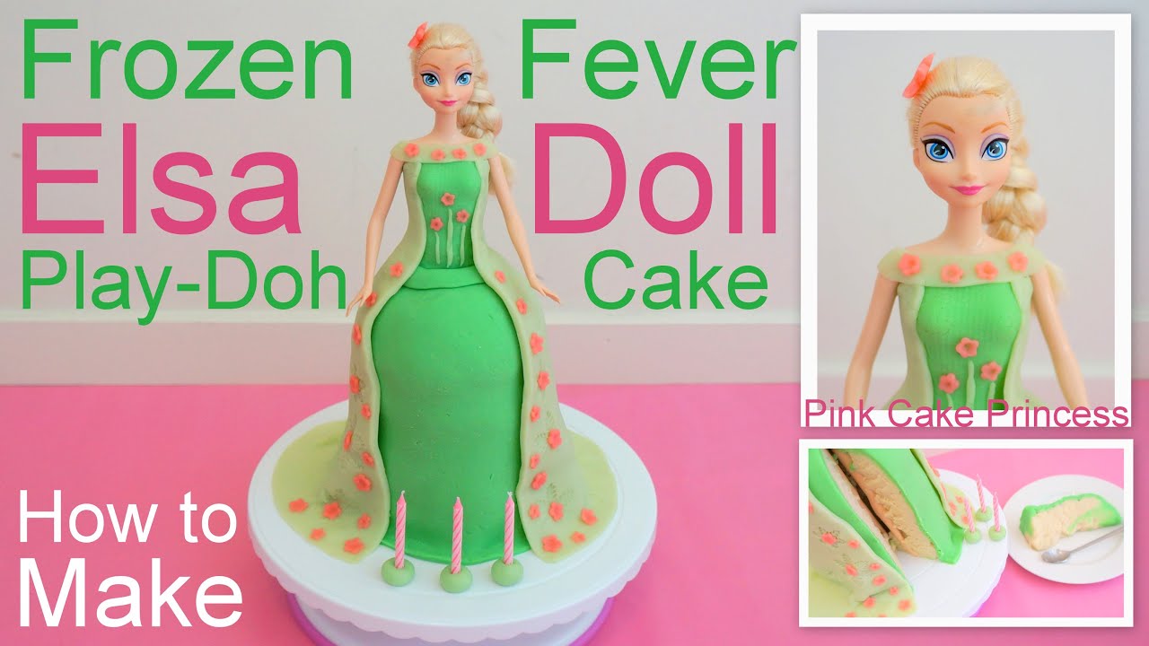 Frozen Fever Elsa Doll Play-Doh Cake how to by Pink Cake Princess - April Fools Day Trick Cake