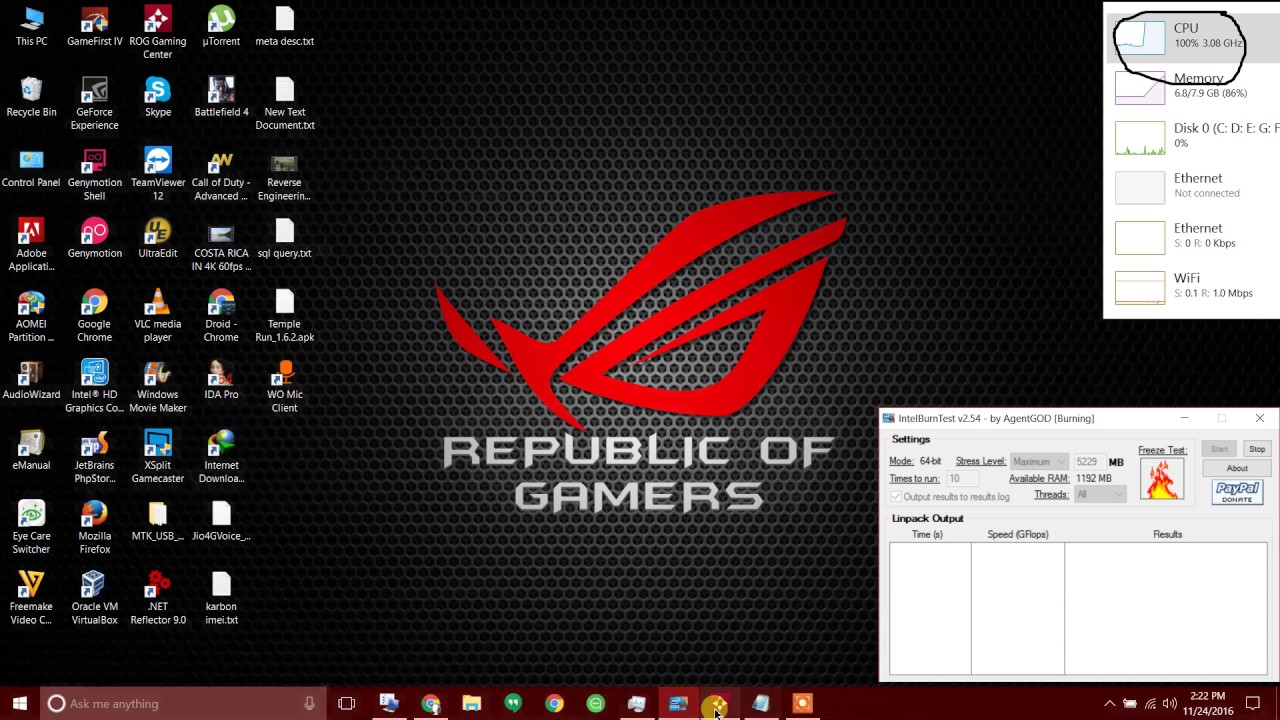 Intel i7 6700HQ intelburntest Asus Rog GL552VW