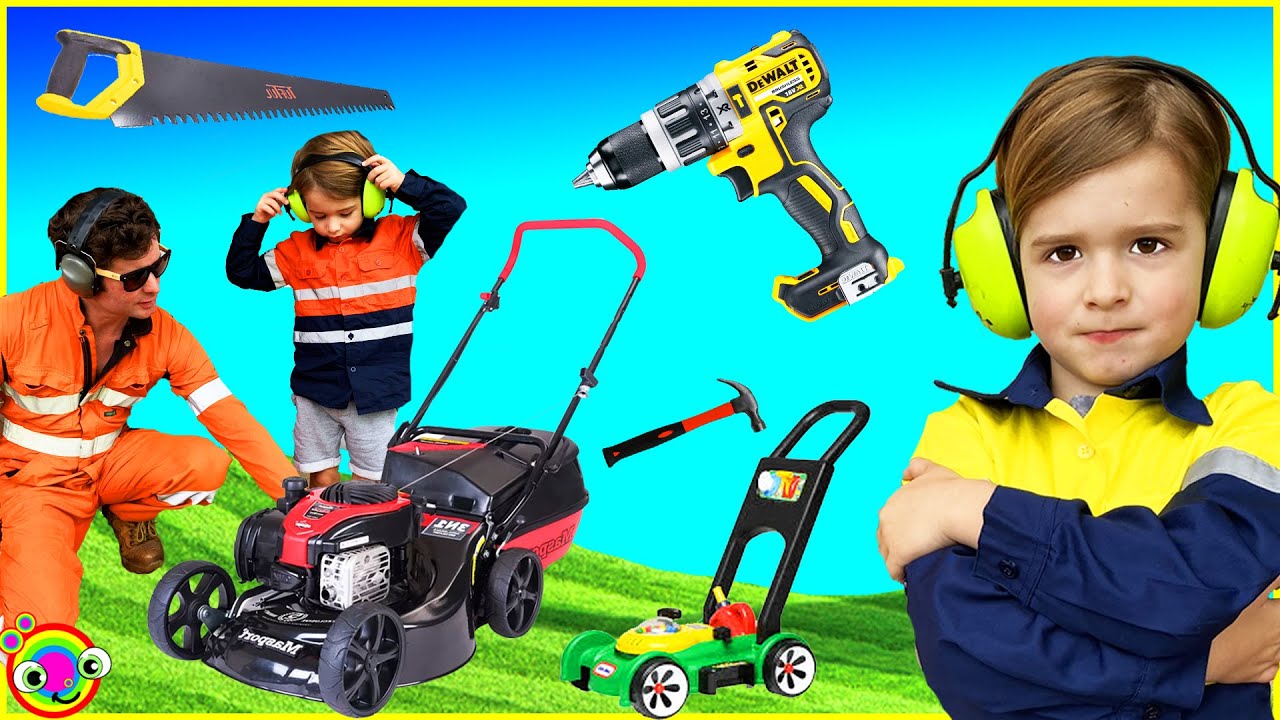 Best Lawn Mower Yardwork Tools 🔨Video for Kids | BLiPPi Toys | min min playtime