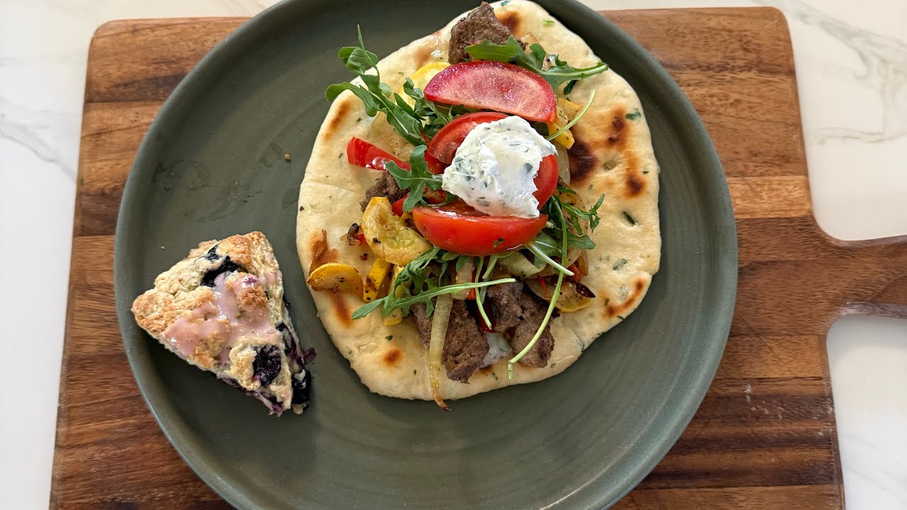 Steak, Naan, and Blueberry Lime Scones