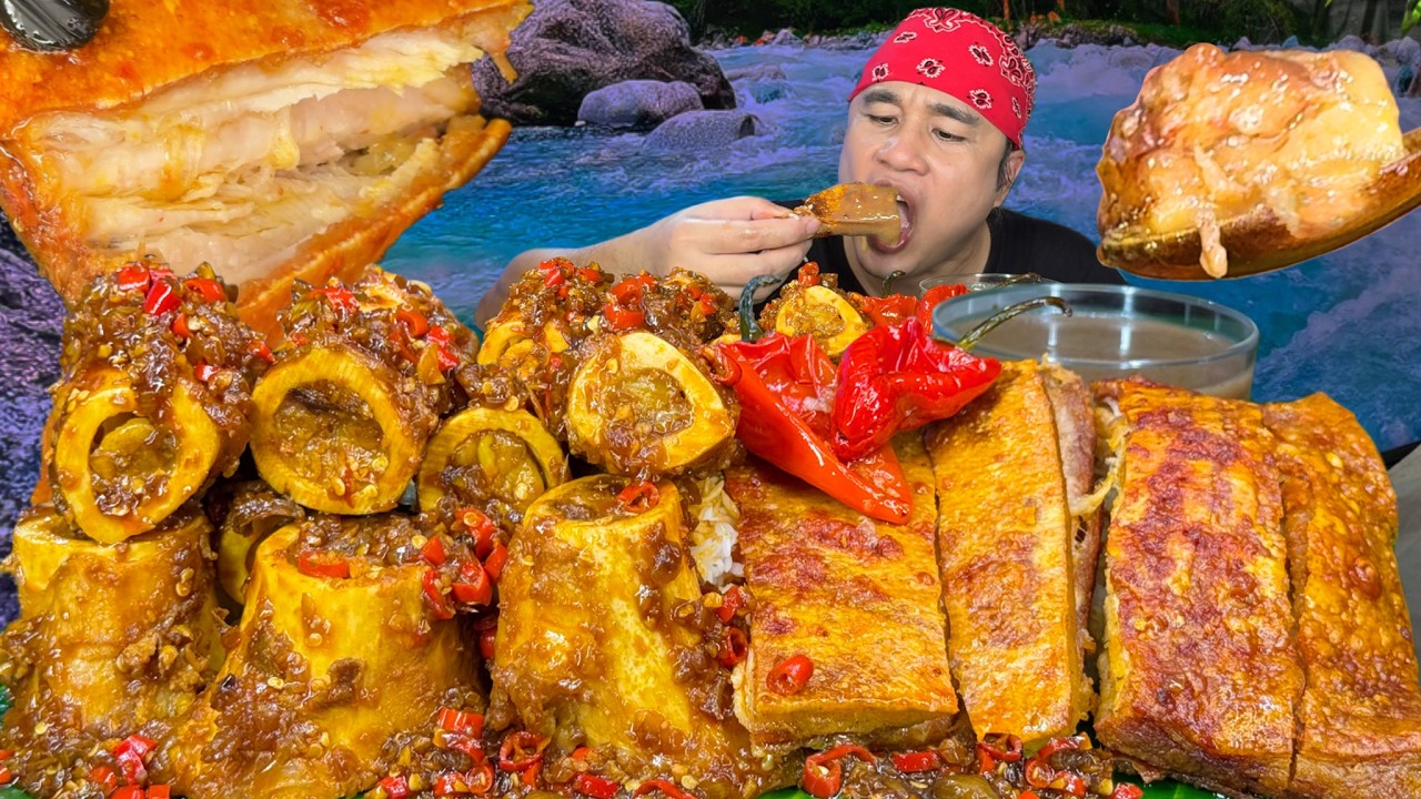Buffalo Bone Marrow ( spicy ) & Bake Lechon ( Pork ) Mukbang Pinoy Mukbang