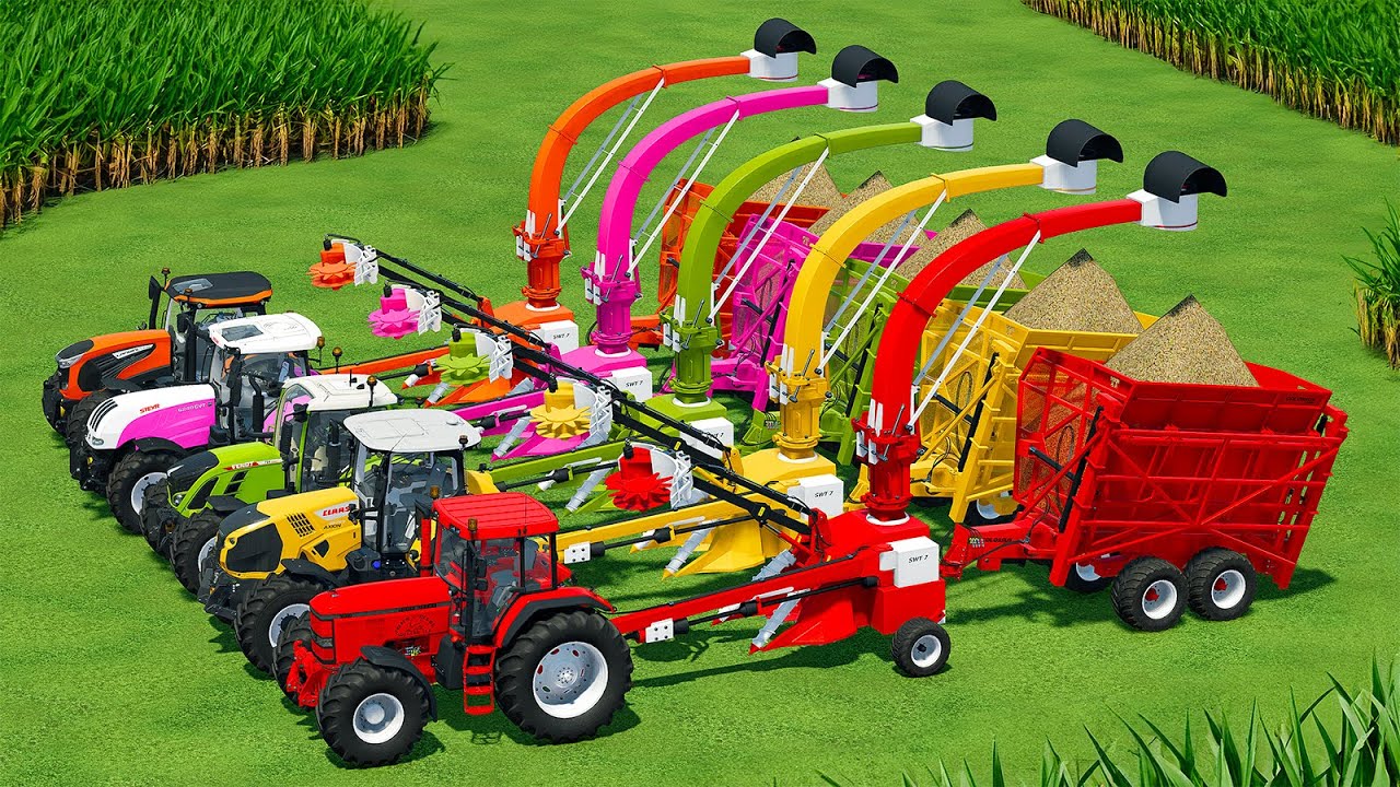 JOHN DEERE vs FENDT vs CLAAS vs LANDINI vs STEYR TRACTORS TOURNAMENT HARVESTING SUGARCANE - FS22