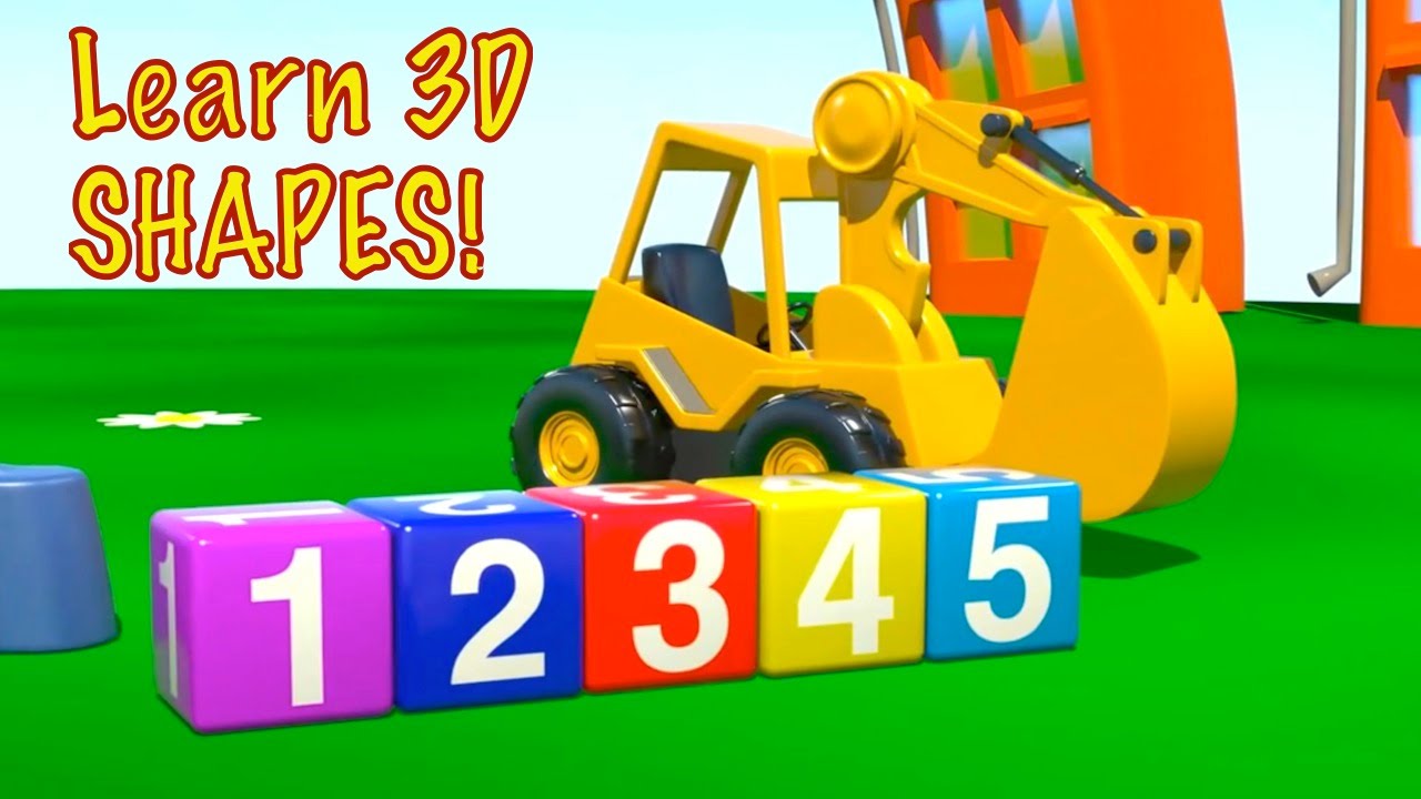 3D Shapes. Kid's Construction: Build an EXCAVATOR. Learn to Count Lessons [건설, 자동차, 트랙터, 시멘트 트럭]
