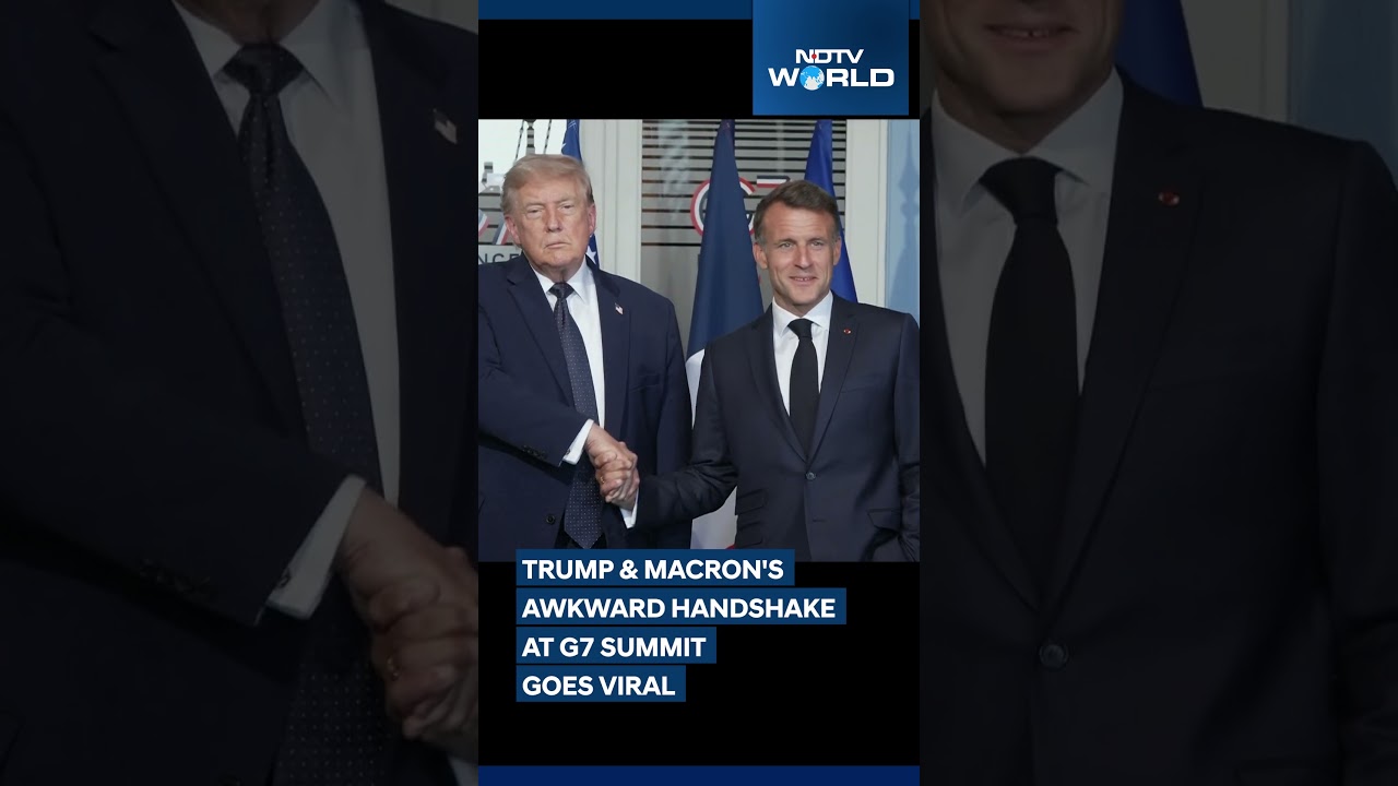 Trump & Macron's Awkward Handshake At G7 Goes Viral