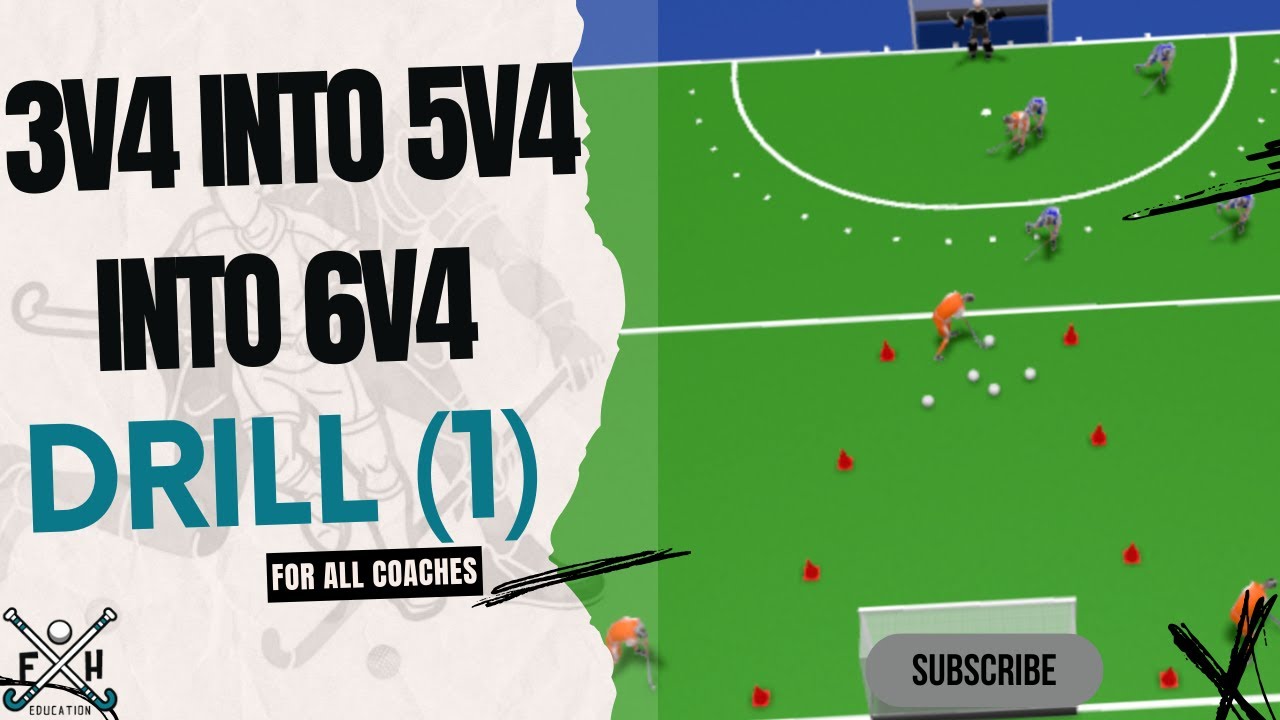 🏑 Упражнение по хоккею на траве: 3 на 4, затем 5 на 4, затем 6 на 4 (1) | Идеально подходит для в...