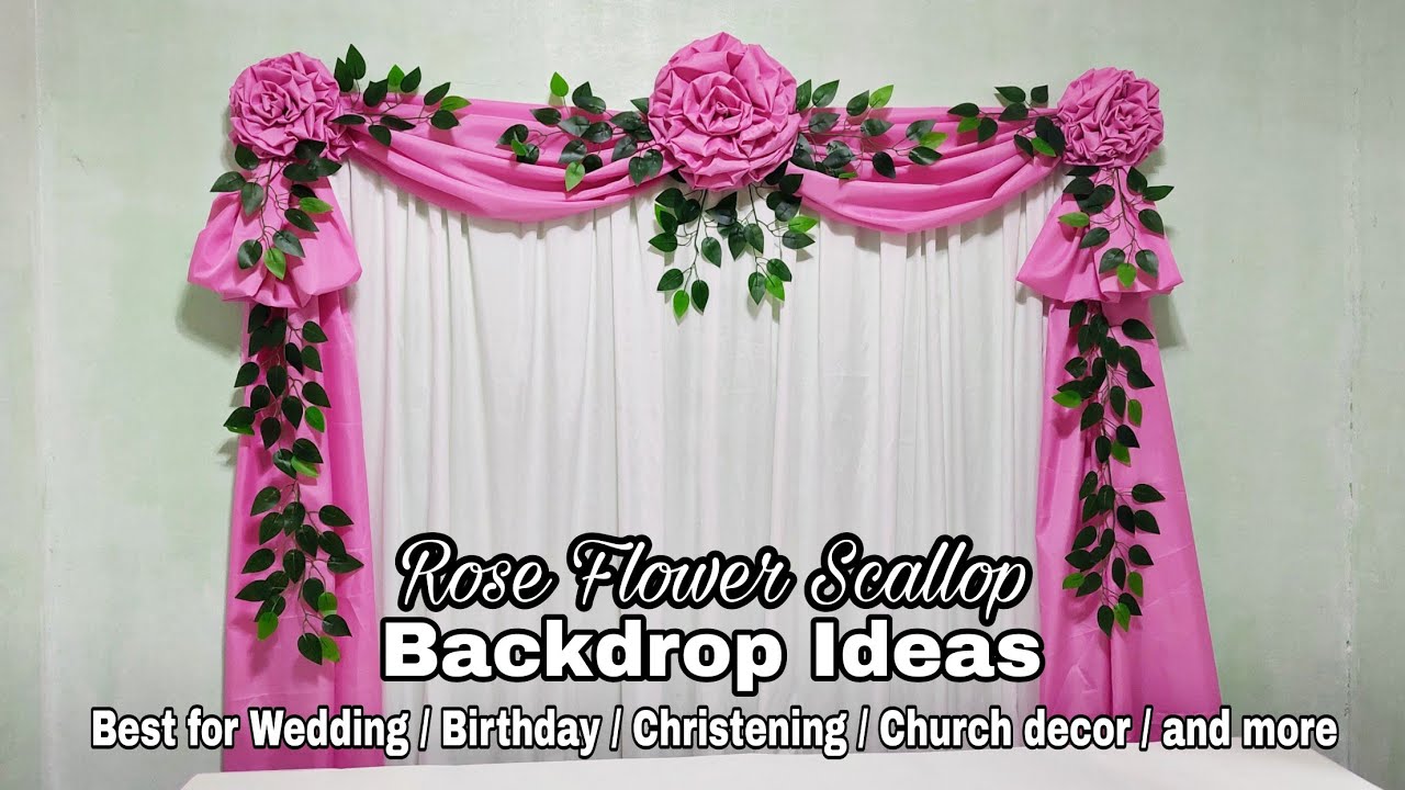 ROSE FLOWER SCALLOP Backdrop Ideas #2 #tutorial #Wedding #Birthday #Christening #church #stagedecor