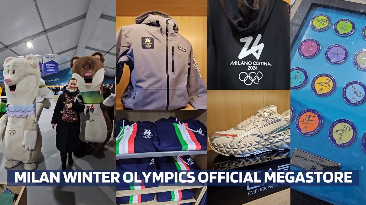 Inside Milan’s Official Milano Cortina 2026 Olympic Megastore - Milan Duomo Square- all the Merch