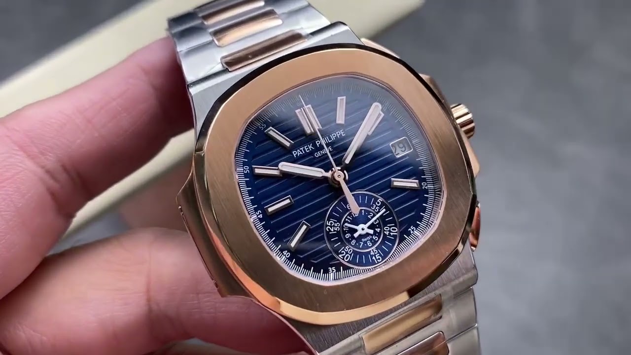 Nautilus 5980/1AR-001 Patek Philippe Flyback chronograph, Date.40.5 mm,Steel/rose gold