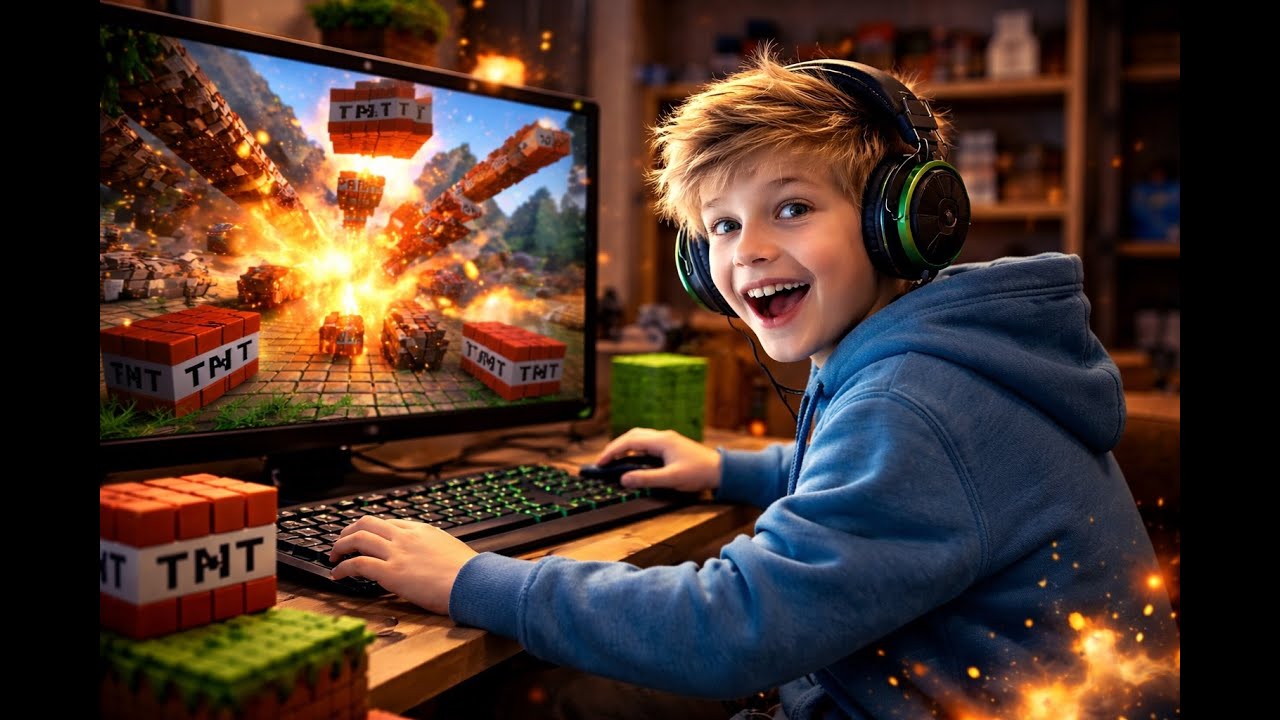 Mister95 explose des TNT dans Minecraft
