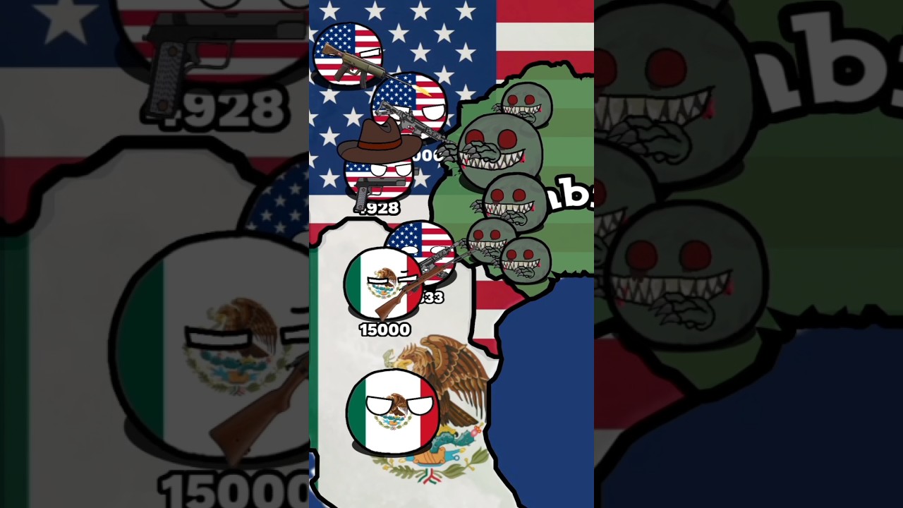 Usa🇺🇸 Mexico🇲🇽vs zombies🧟#countryballs#zombies#zombieattack#countryball#usa#mexico#animation#shorts