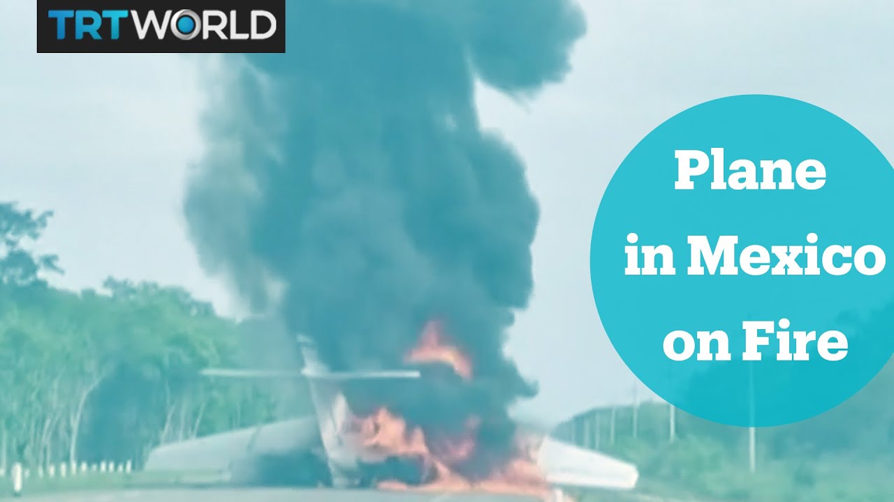 Plane allegedly carrying drugs on fire on Mexican highway