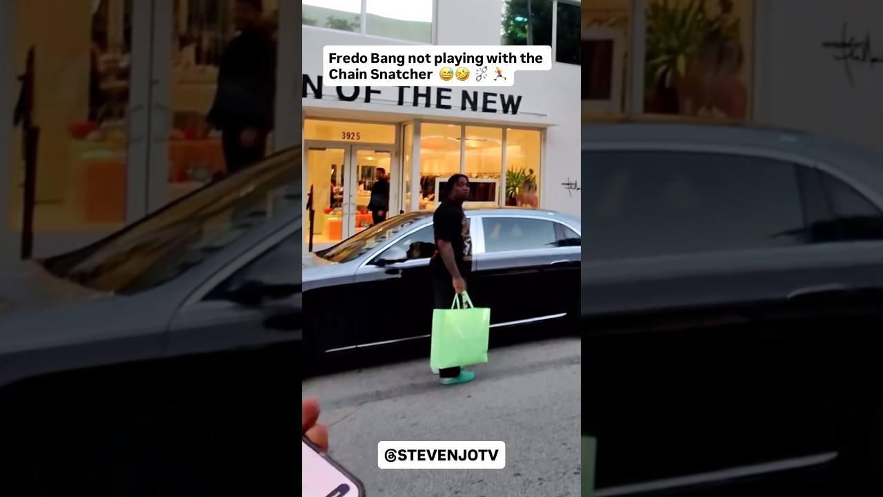 Fredo Bang not playing with the Chain Snatcher  😅🤣 ⛓️&zwj;💥 🏃&zwj;♂️ #stevenjotv #chainsnatcher