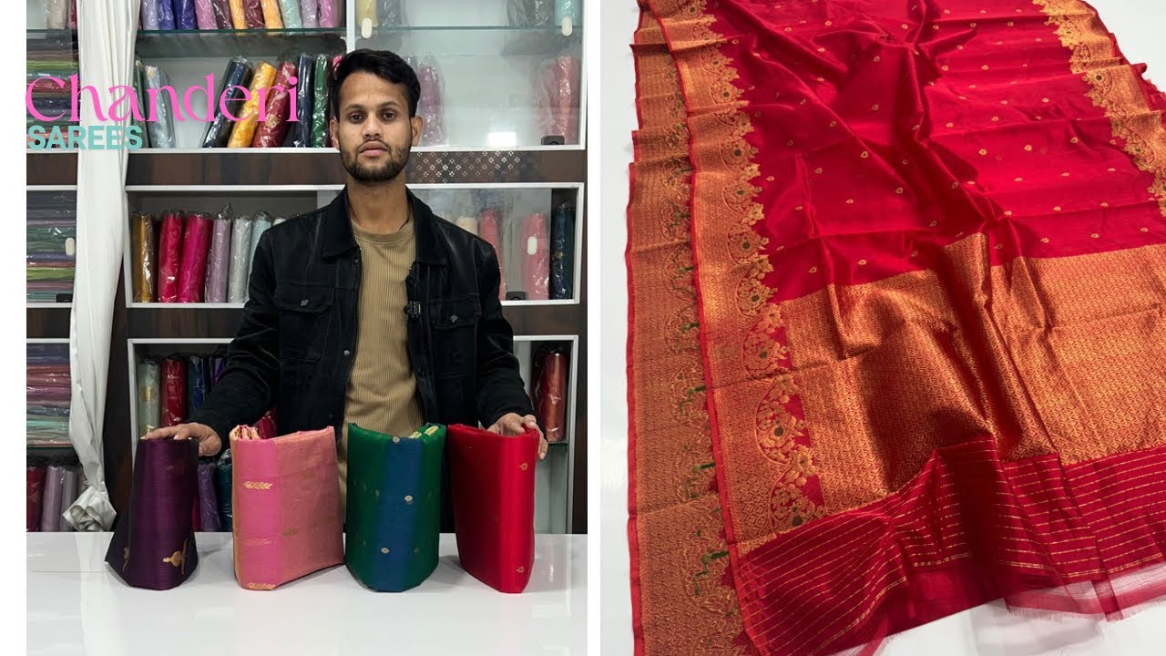 Pure Chanderi Silk Sarees 💖 Wedding & Party Wear