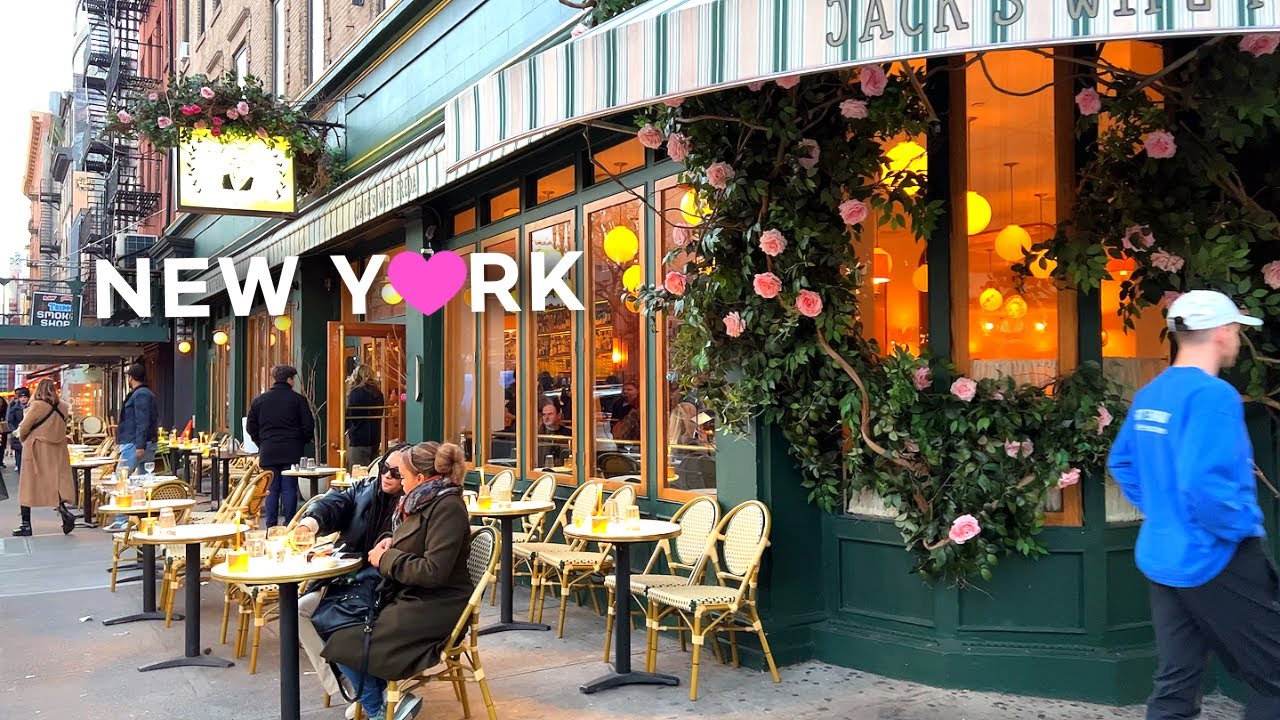 [4K] Весенняя прогулка по Нью-Йорку🗽🚕 Nolita & East Village, ужин в Dim Sum Palace🥟🍜 Апрель 2023 г.