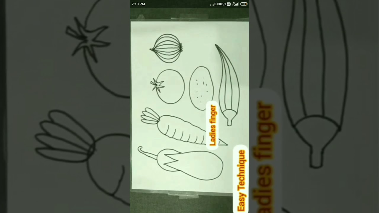 easy Technique drawing/How to draw vegetables /step by step method #shorts