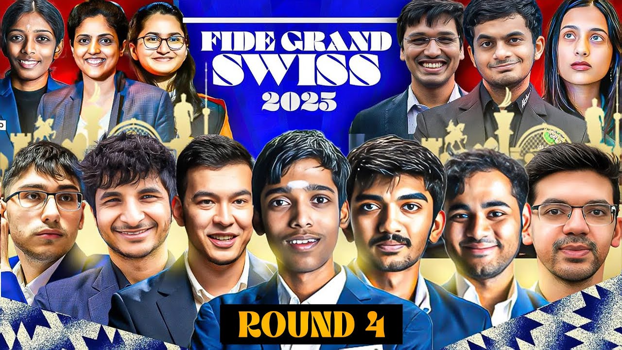 FIDE Grand Swiss 2025 | Round 4 | Gukesh vs Arjun Erigaisi, Praggnanandhaa vs Abhimanyu Mishra