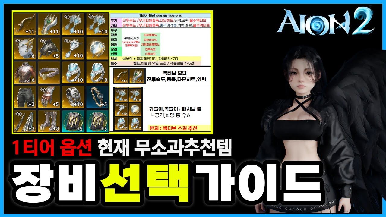 아이온2 장비가이드🔥무소과금 1티어 장비&middot;옵션&middot;추천템 &lsquo;표&rsquo;정리│몰랐던 핵심까지