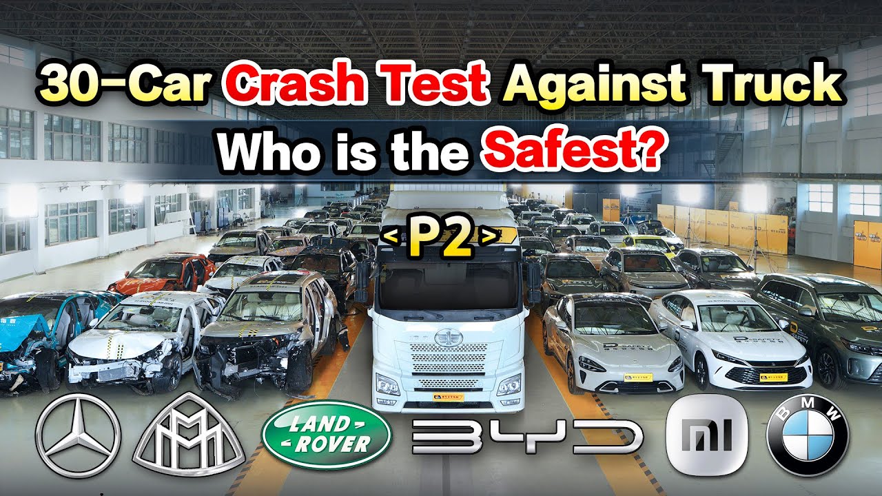 Crash Test Against Truck - 30 Cars from $7K to $230K. Who is the Safest？30款车碰40吨卡车，揽胜迈巴赫PK小米问界谁更安全？