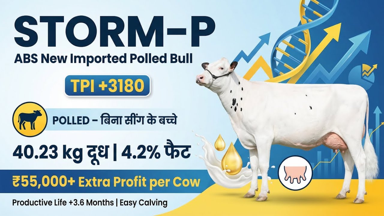 ABS STORM-P BULL : बिना सींगों के बच्चे पैदा होंगे 😱 (भारत मे पहली बार ) #ABSSTORMPBULL #abssikar