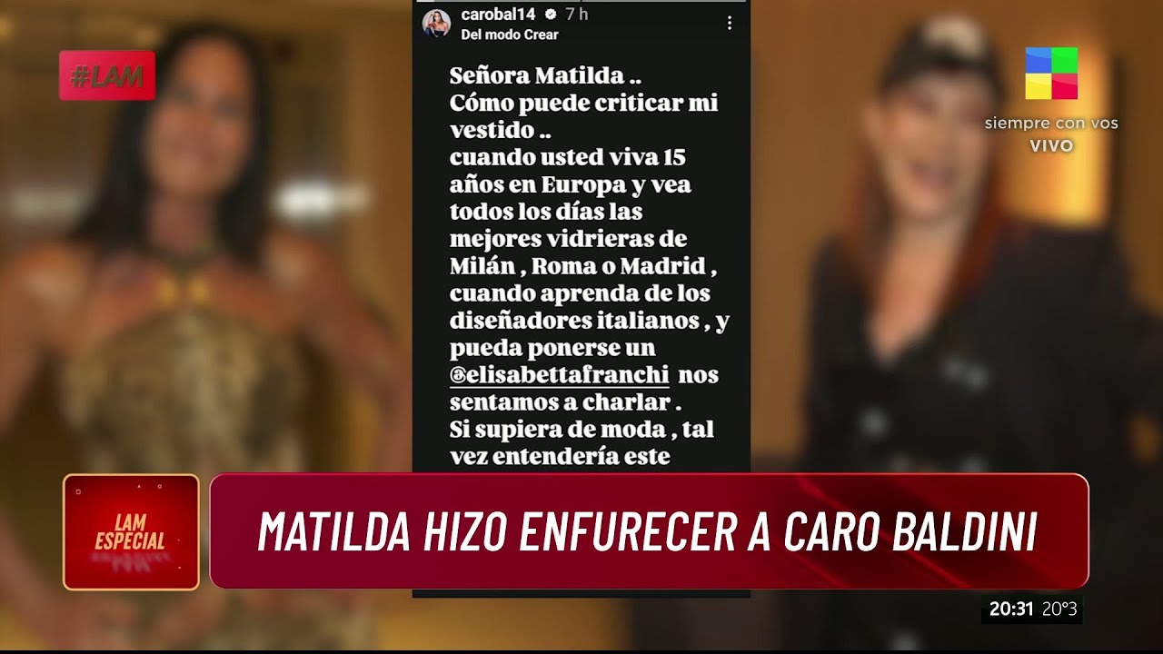 🔥 Matilda Blanco hizo ENFURECER a Caro Baldini con su crítica