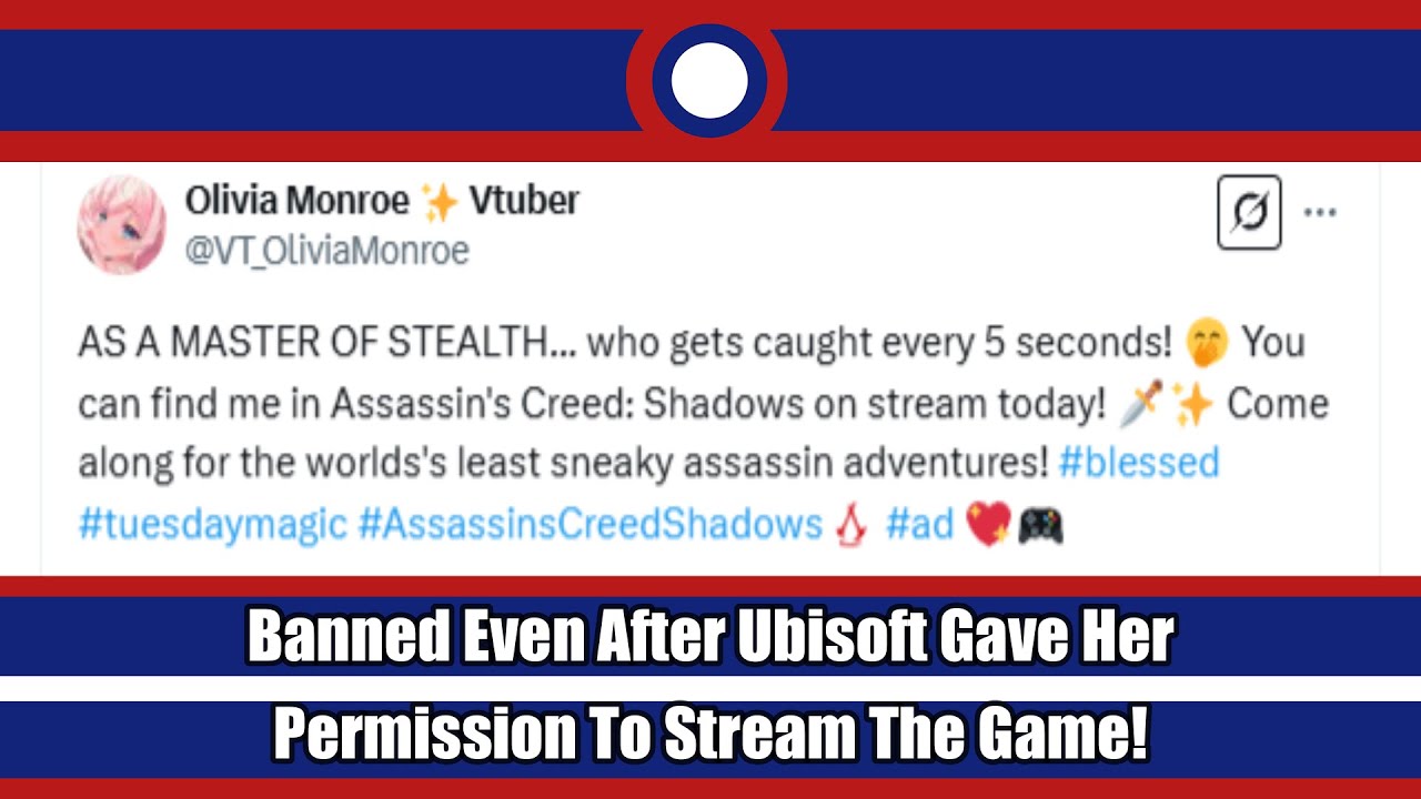 Olivia Monroe Banned For Trying To Stream Assassin's Creed Shadows After Ubisoft Gave Her Permission