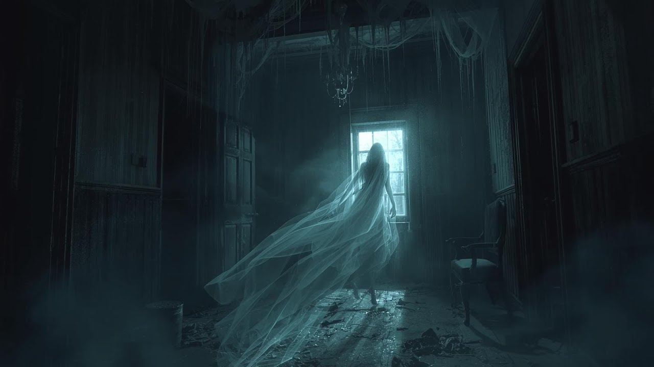 (The ghost in the haunted house) A spooky scary Halloween movie 