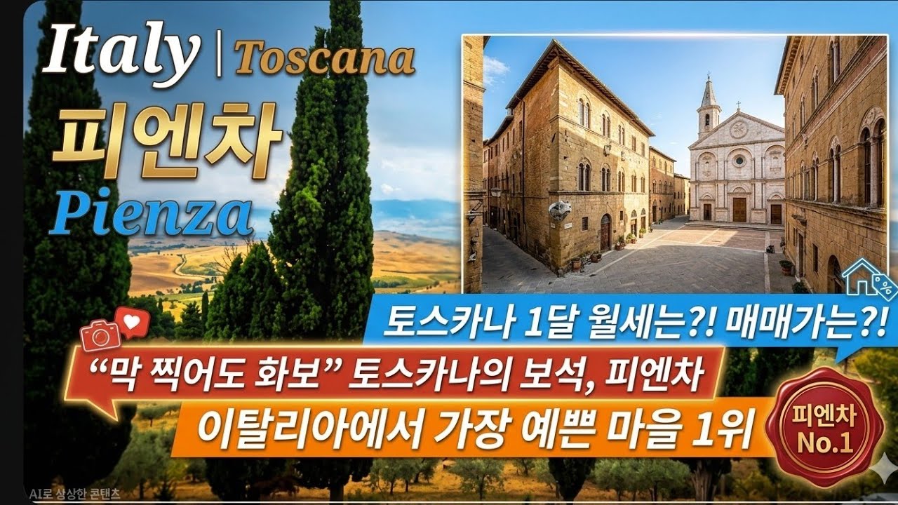 막 찍어도화보 토스카나의보석 피엔차,이탈리아에서 가장예쁜마을1위,토스카나 1달월세와 매매가는?!