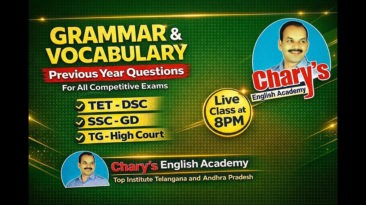 Grammar & Vocabulary Previous Year Questions | TET-DSC | SSC-GD | TG High Court | Live at 8PM