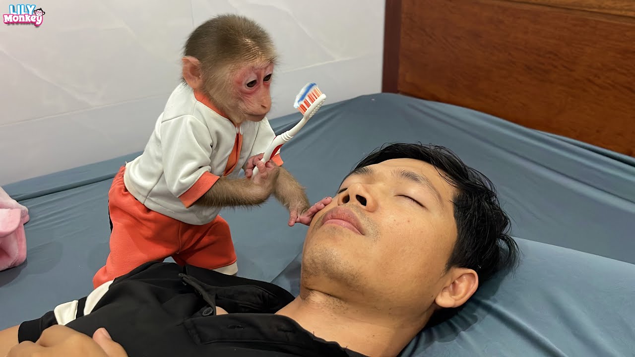 Surprise! This is how Lily helps her dad wake up