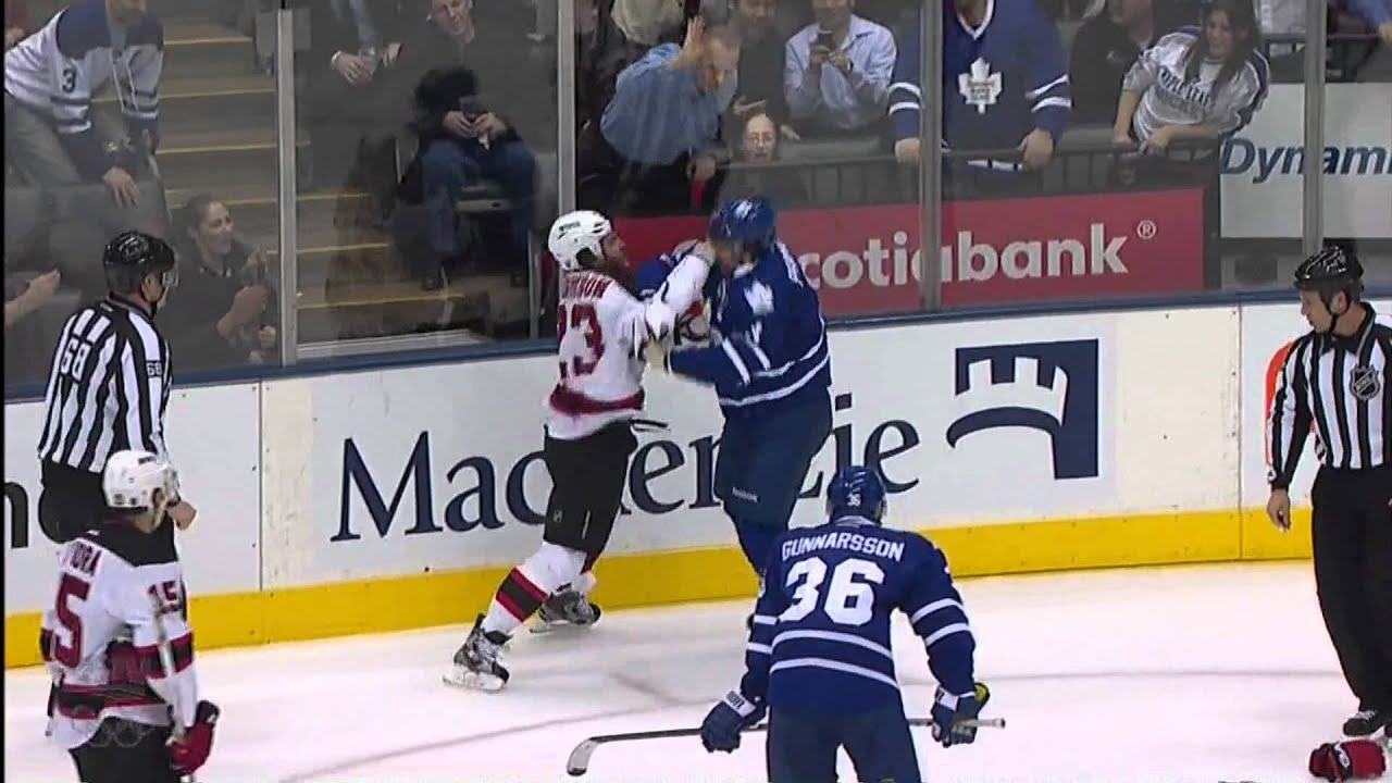 Dion Phaneuf's Hit on Zach Parise and Fight vs David Clarkson - Feb 21st 2012 (HD)